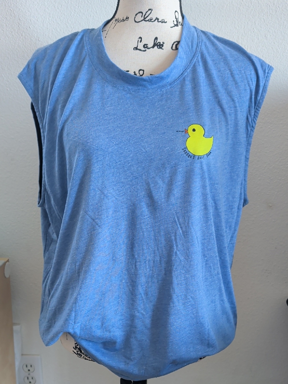 Sandra Hobby Farm Blue Sleeveless Tee with Yellow Duck